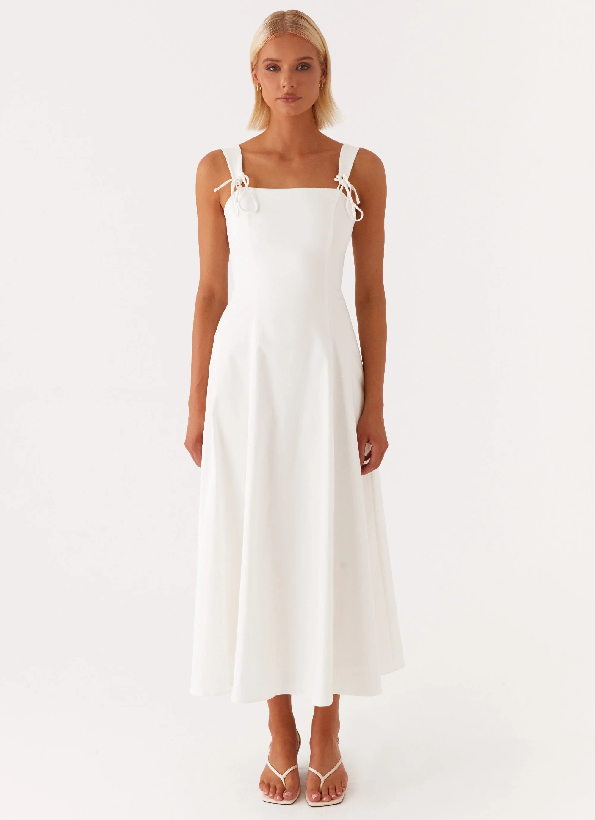Jamaya Tie Midi Dress - White