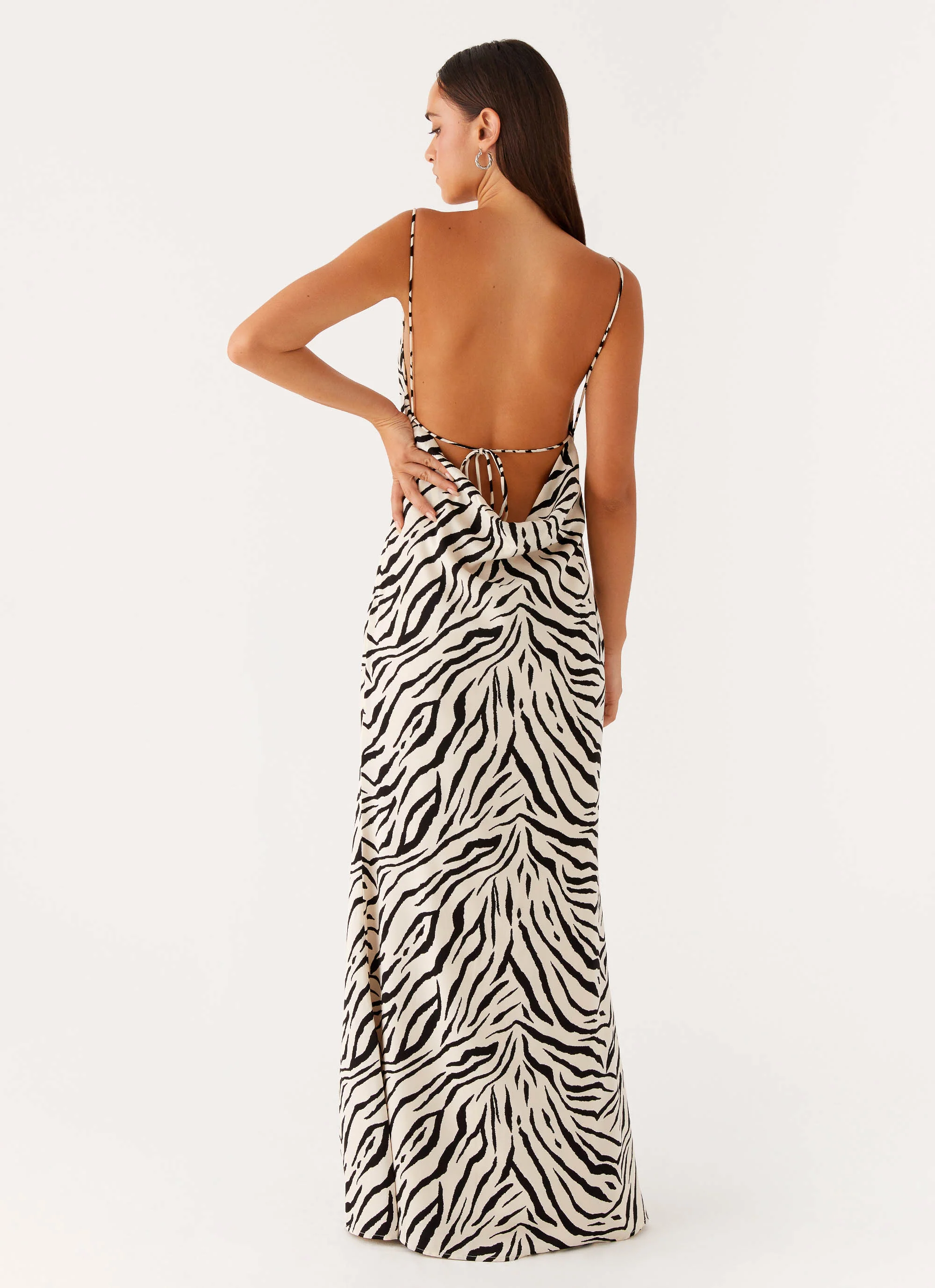 Gianni Cowl Maxi Dress - Zebra