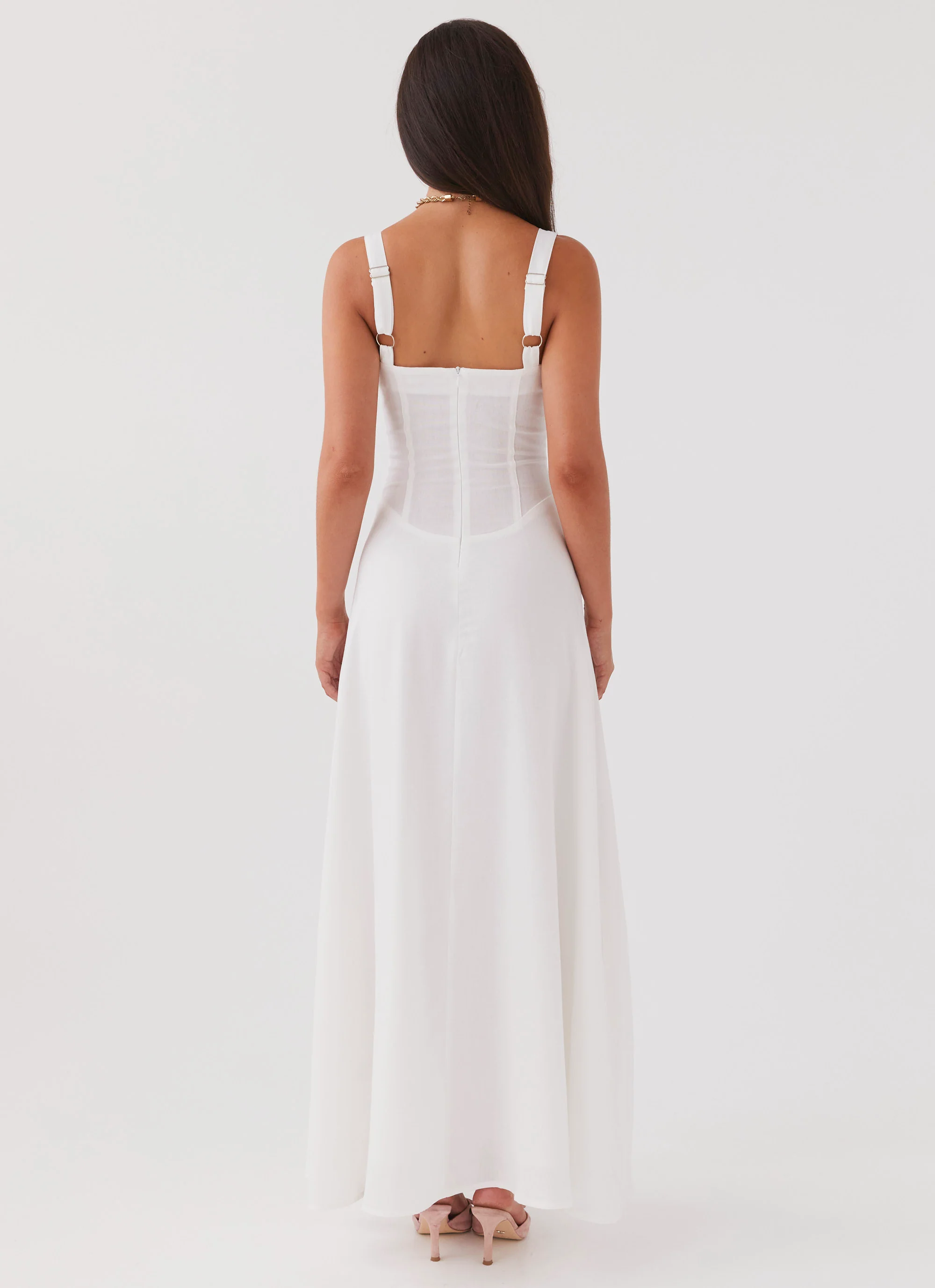 Lucie Linen Maxi Dress - White