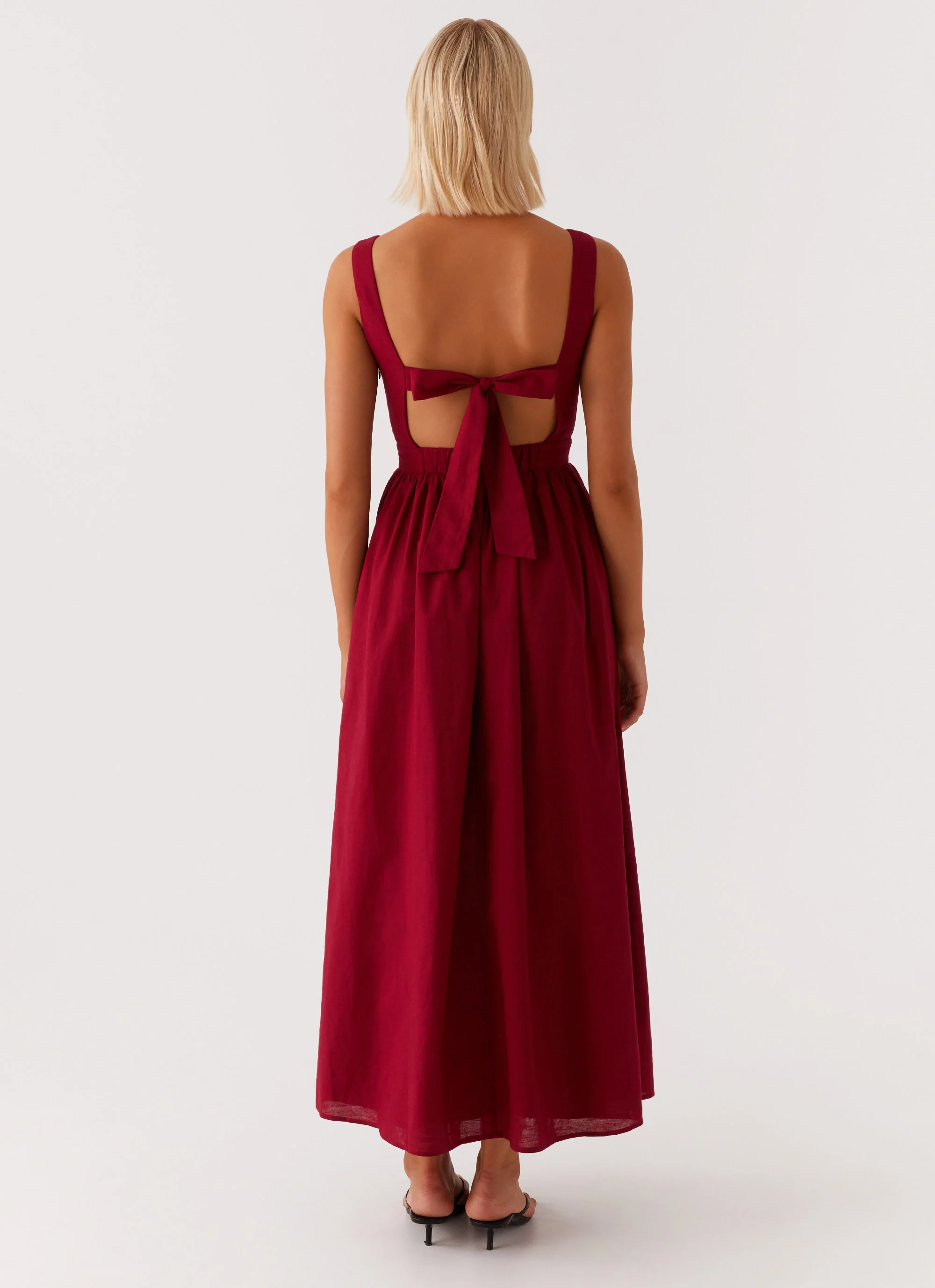 Brylin Linen Midi Dress - Red
