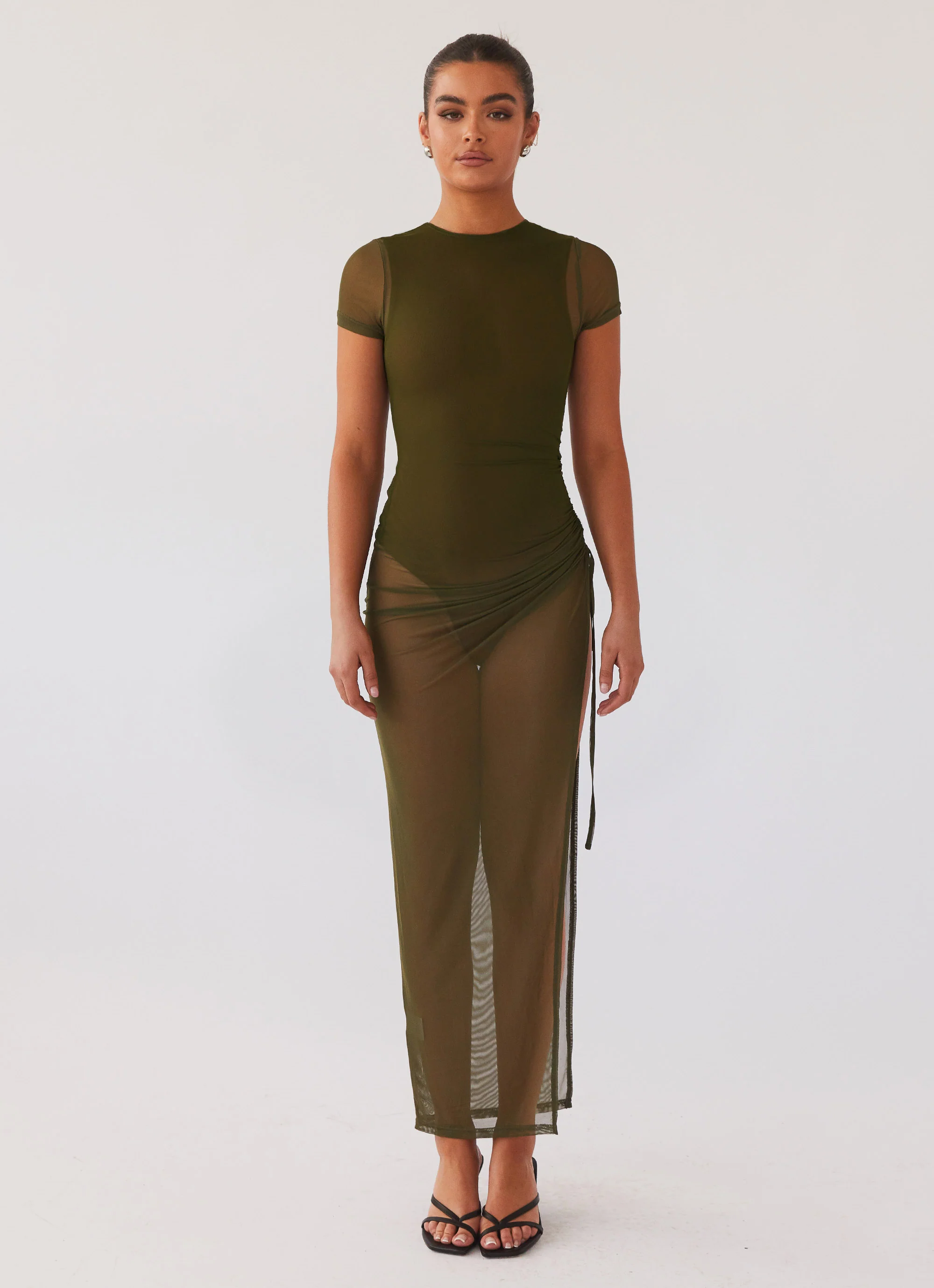 Mystery Lady Mesh Maxi Dress - Olivine