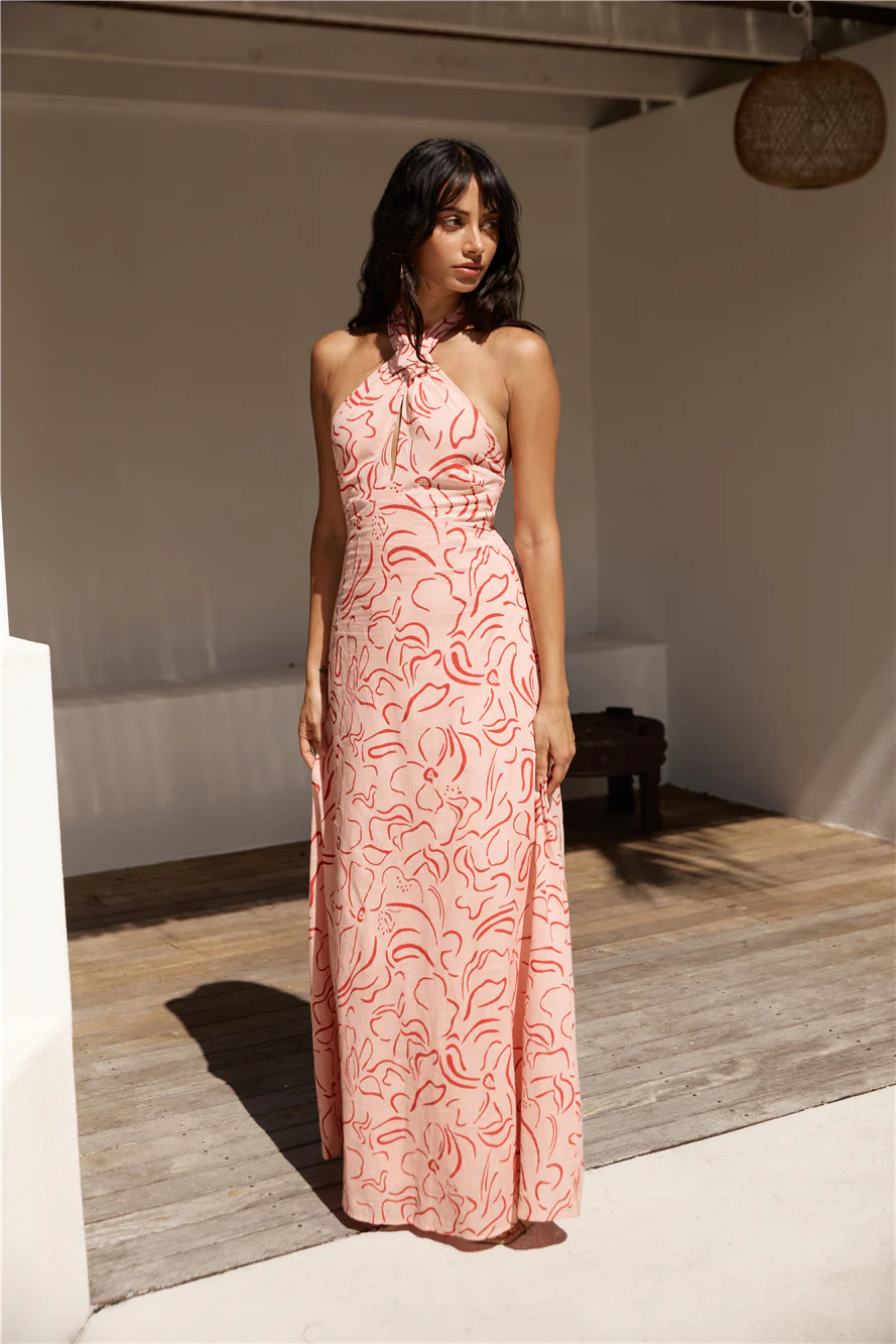 Under Shade Halter Maxi Dress Pink