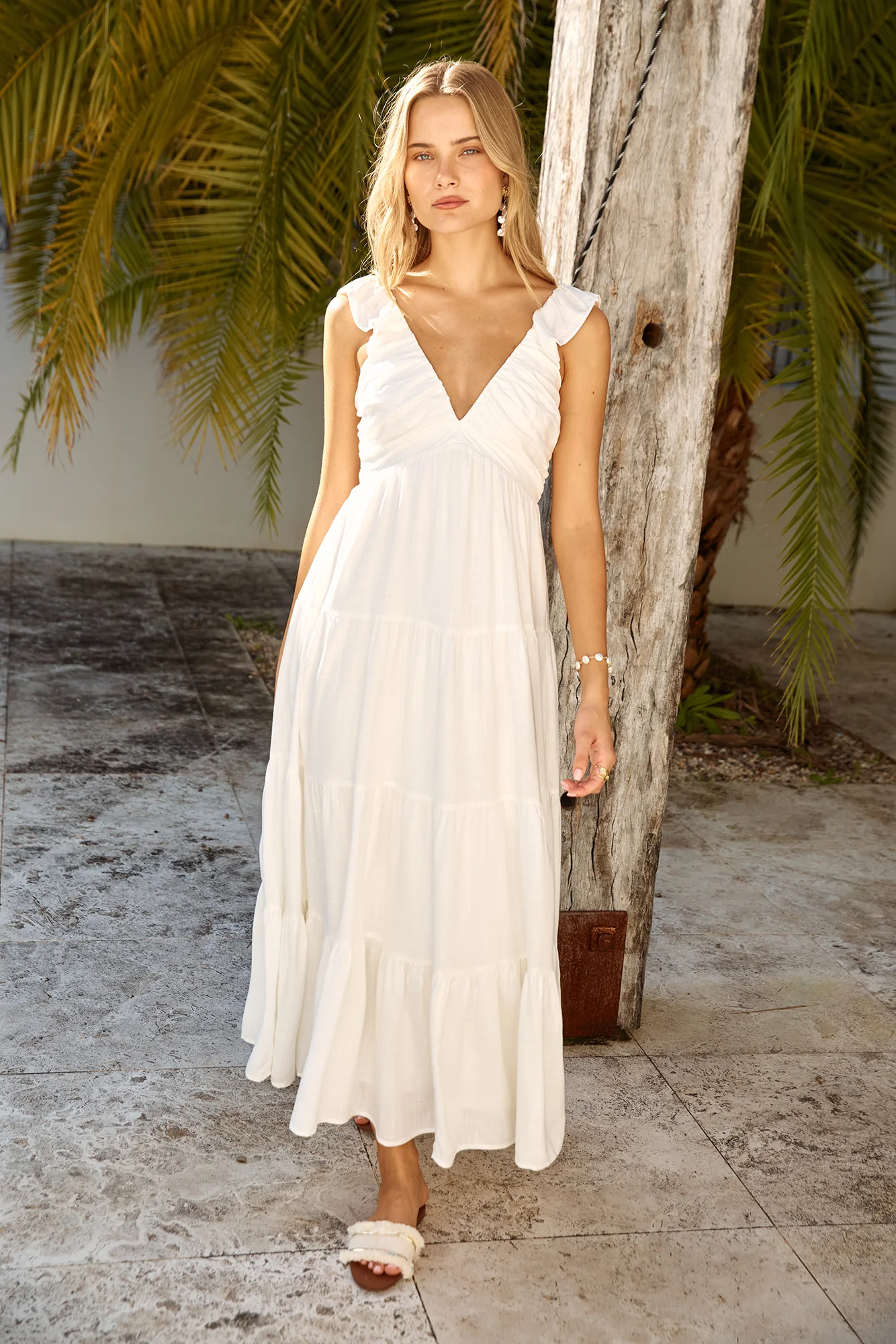 Blossoming Love Maxi Dress White