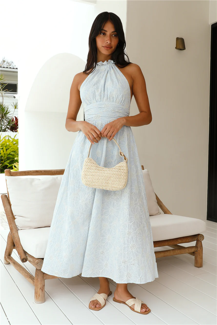 Fly Away Halter Maxi Dress Blue