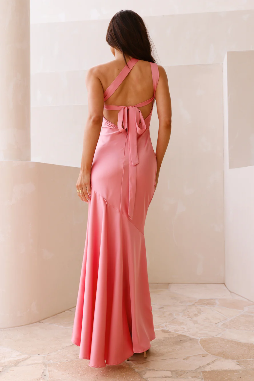 Camilla Satin One Shoulder Maxi Dress Pink