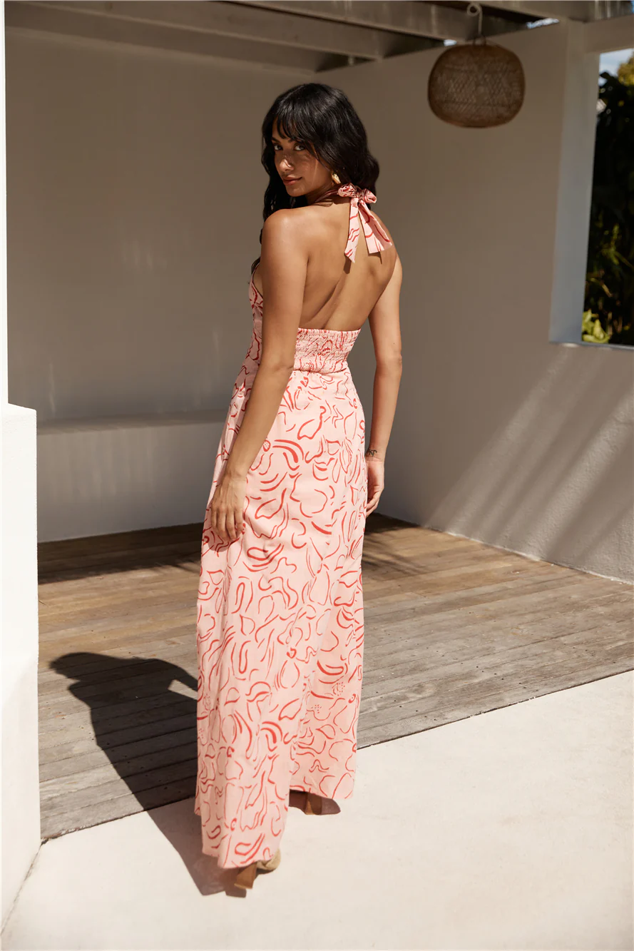 Under Shade Halter Maxi Dress Pink