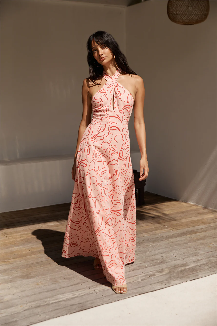 Under Shade Halter Maxi Dress Pink