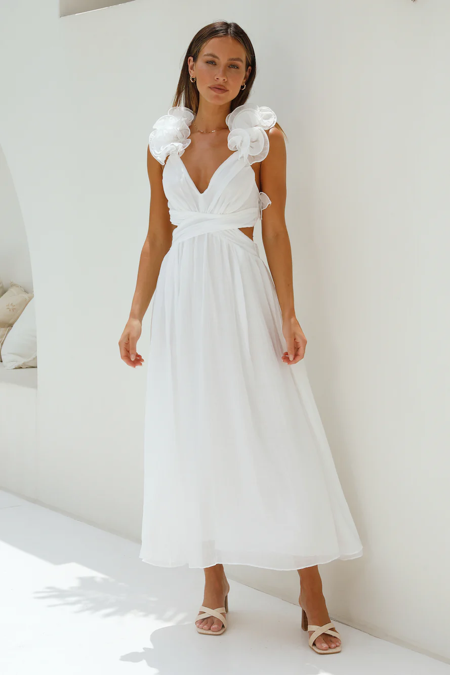 Whimsical Romance Midi Dress White