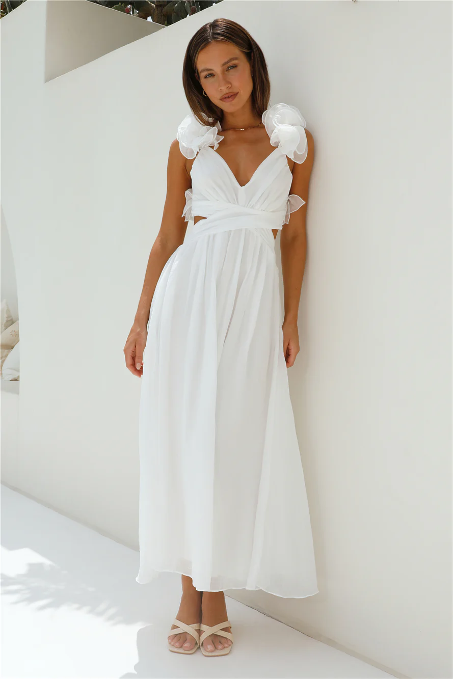 Whimsical Romance Midi Dress White
