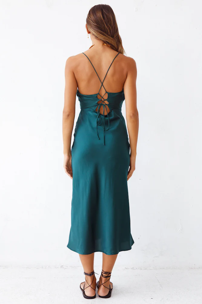 Autumn Valley Midi Dress Forest Green