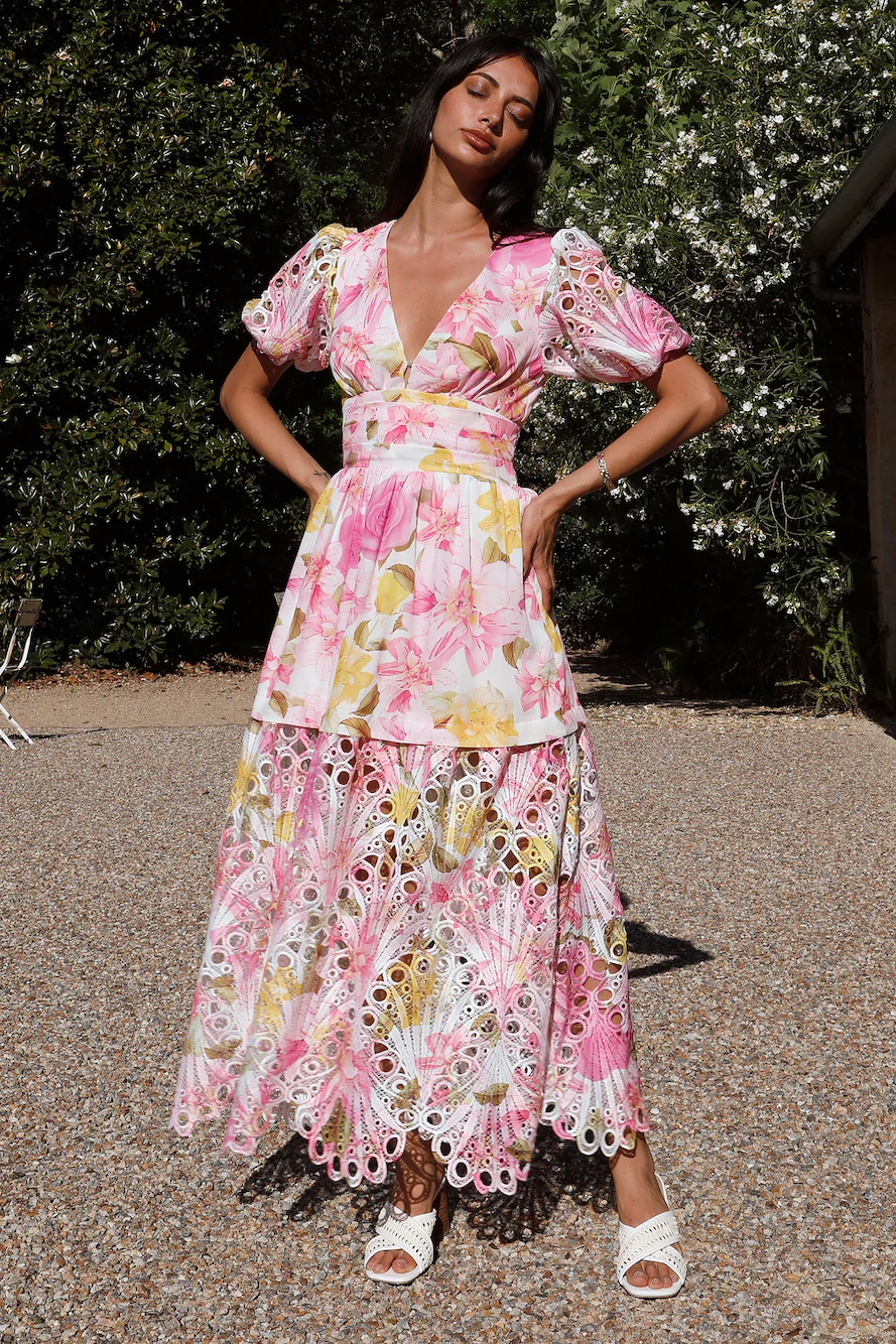 Floral Skies Maxi Dress Pink