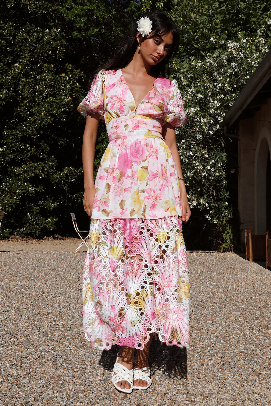 Floral Skies Maxi Dress Pink