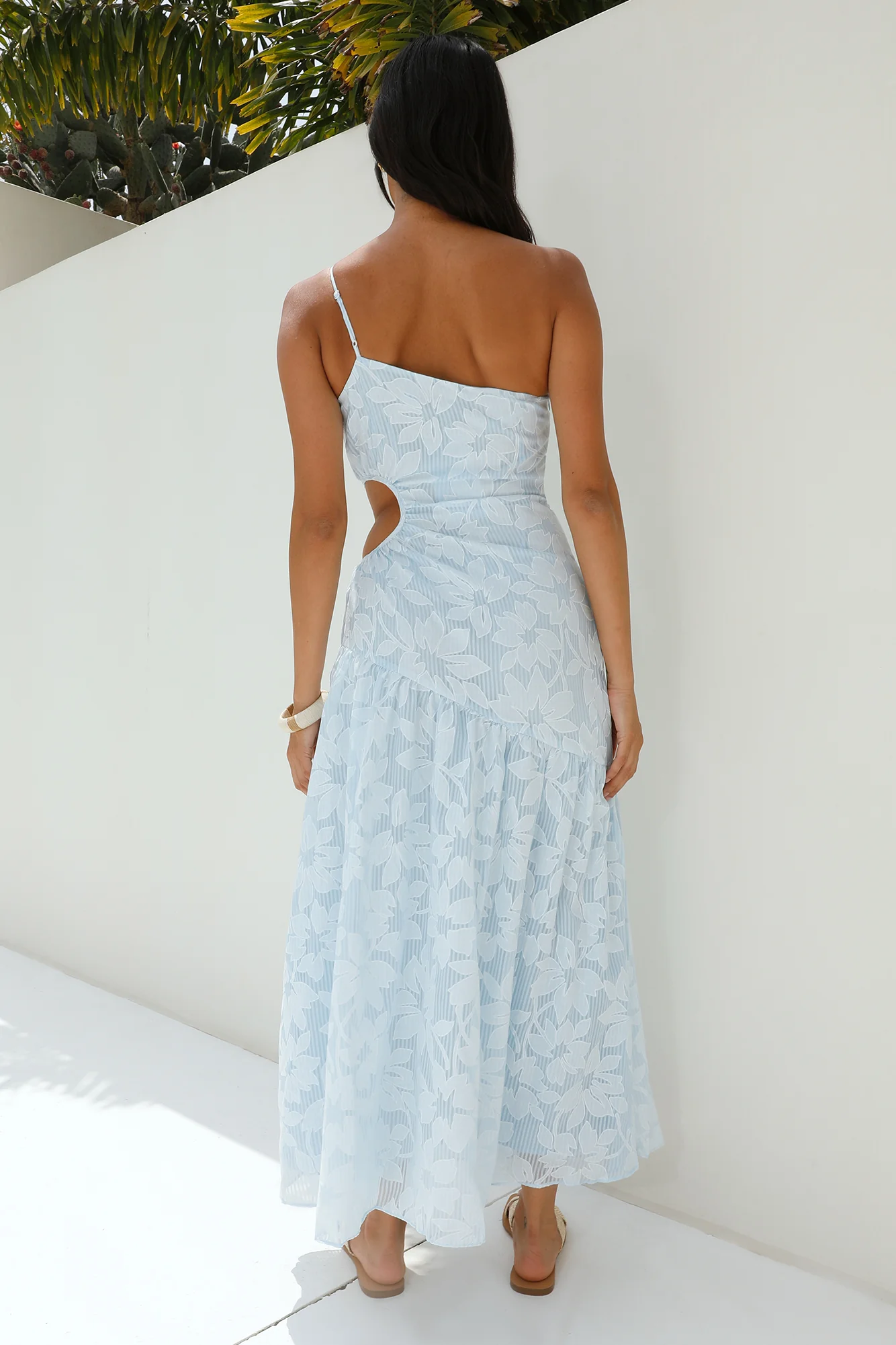 Fully Focused One Shoulder Maxi Dress Blue