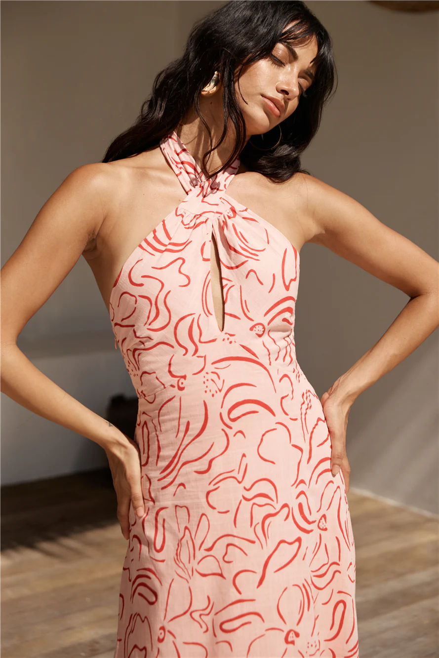 Under Shade Halter Maxi Dress Pink