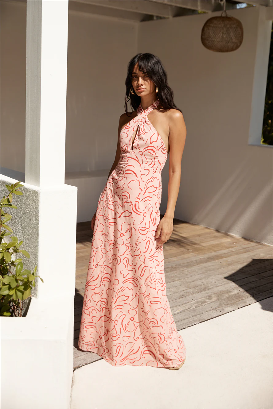 Under Shade Halter Maxi Dress Pink