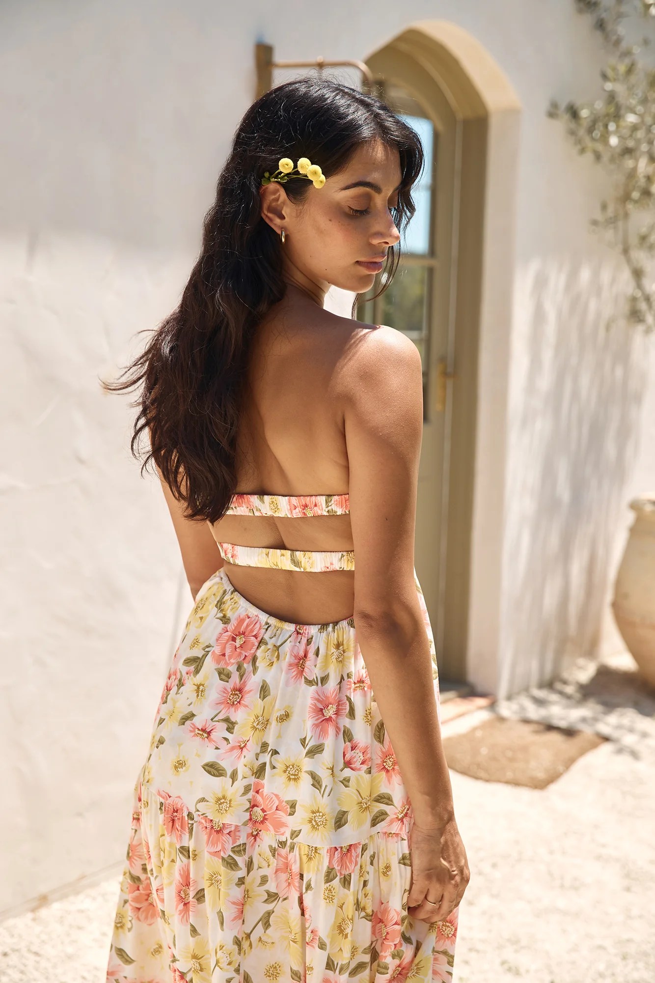 Field Wanderer Strapless Maxi Dress Yellow