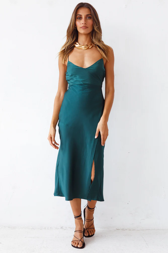 Autumn Valley Midi Dress Forest Green