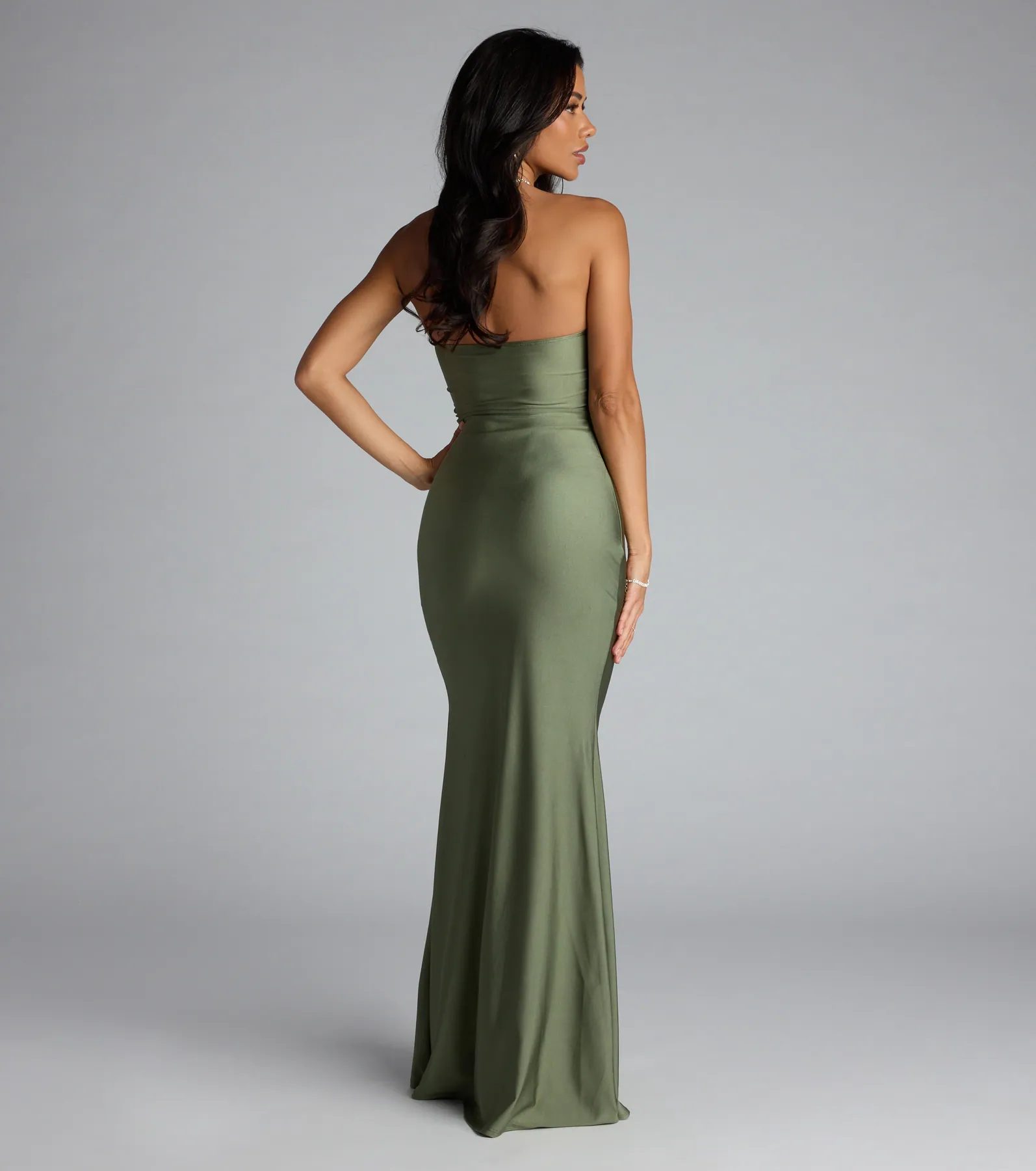 Cheryl Strapless Slit Mermaid Formal Dress