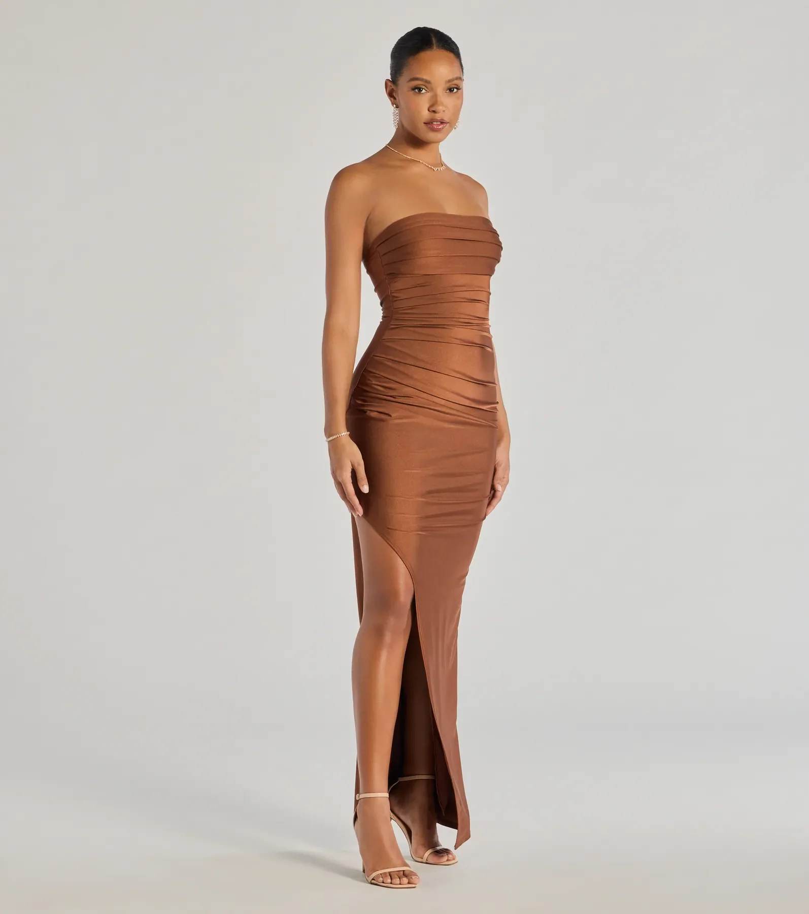 Anisley Strapless High Slit Column Formal Dress