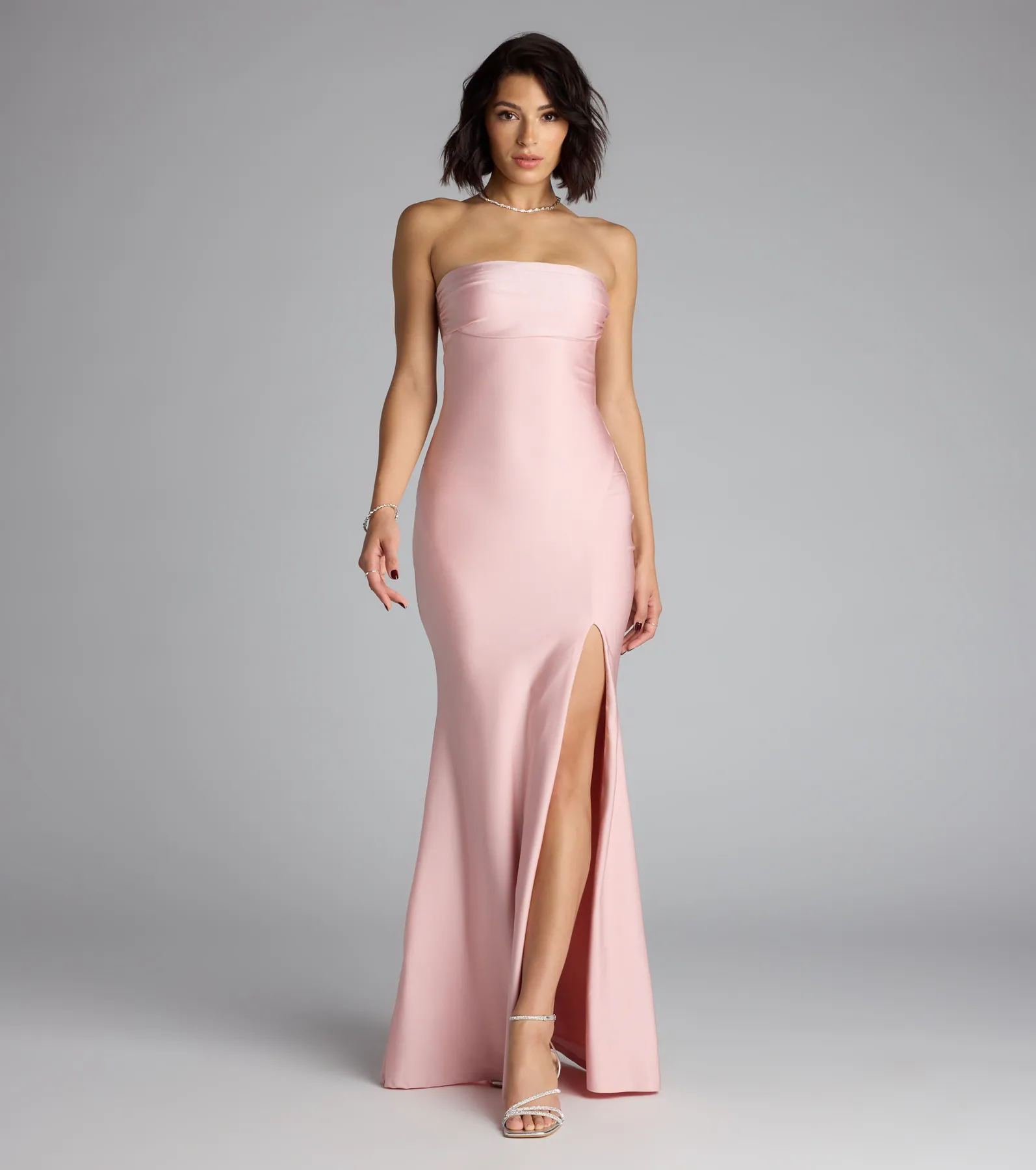 Cheryl Strapless Slit Mermaid Formal Dress