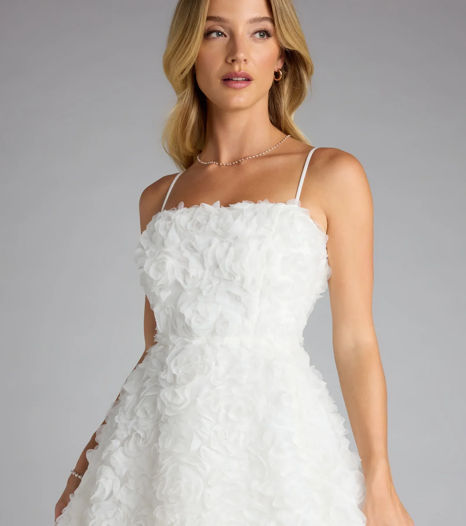 Hallie Rosette Lace-Up Skater Dress