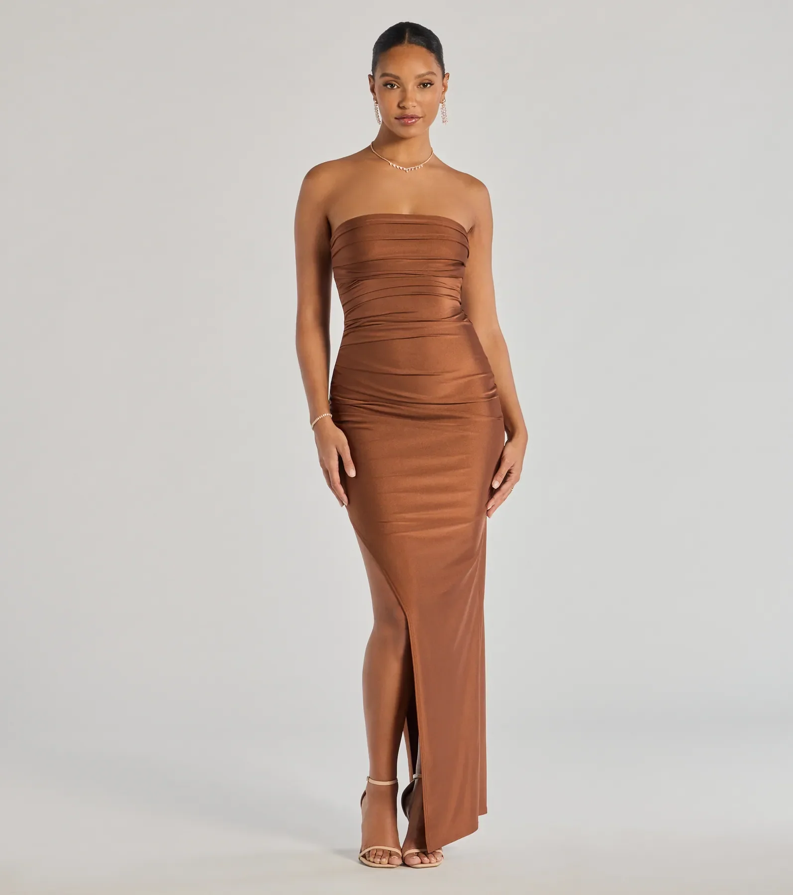 Anisley Strapless High Slit Column Formal Dress