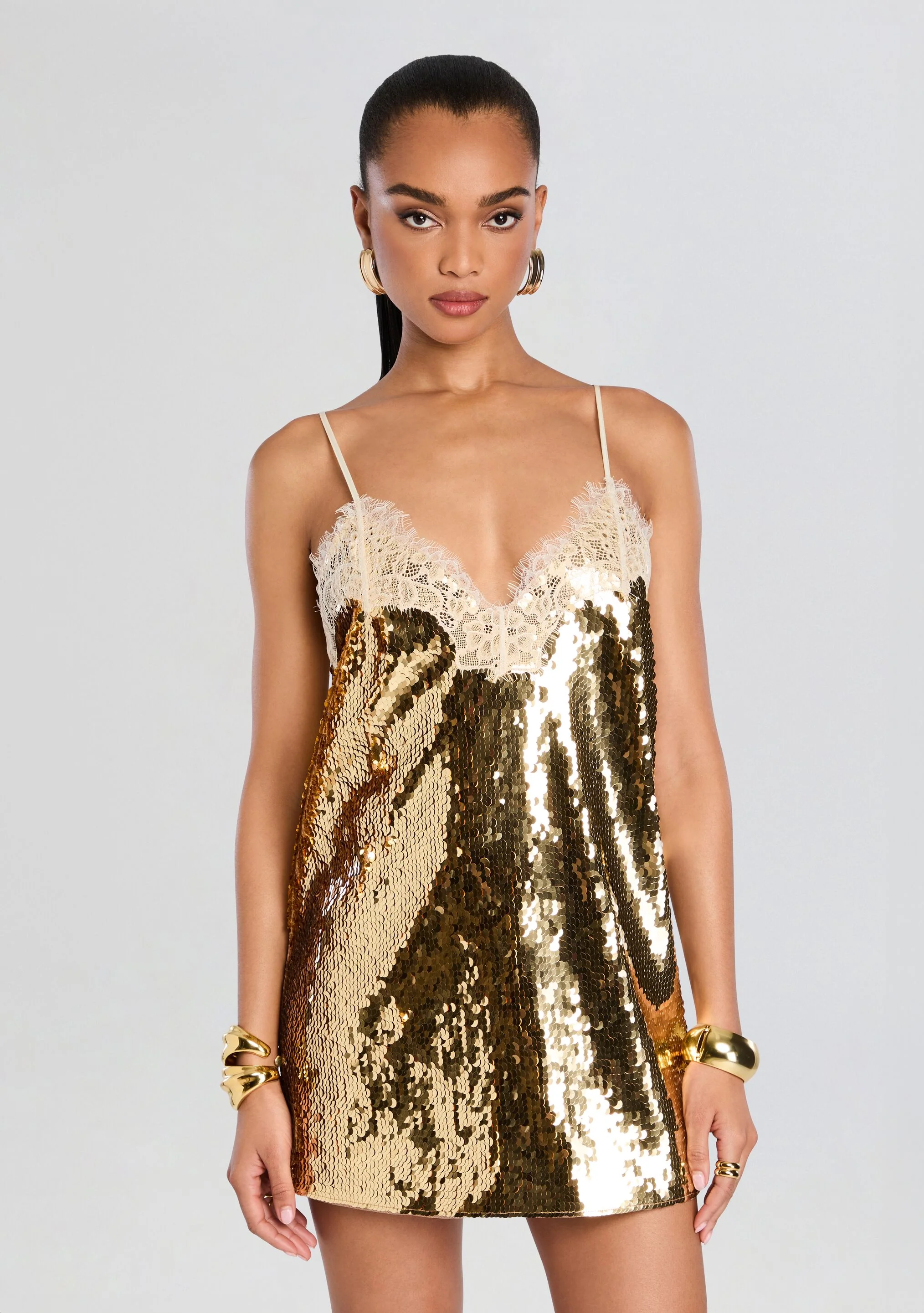 Olive Sequin Lace Dress