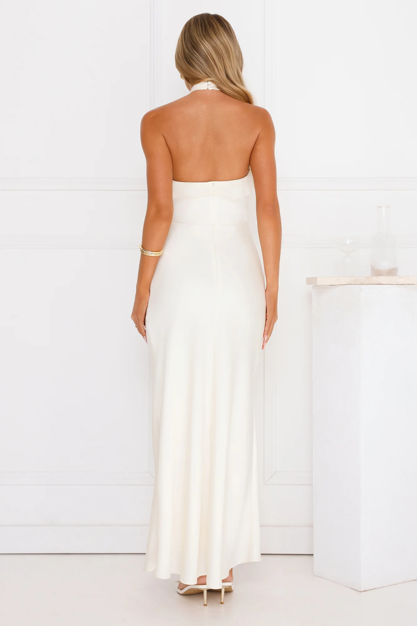 Luxora Lady Halter Satin Maxi Dress