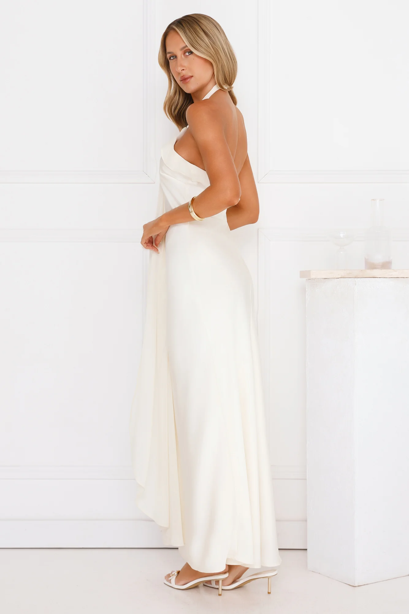 Luxora Lady Halter Satin Maxi Dress