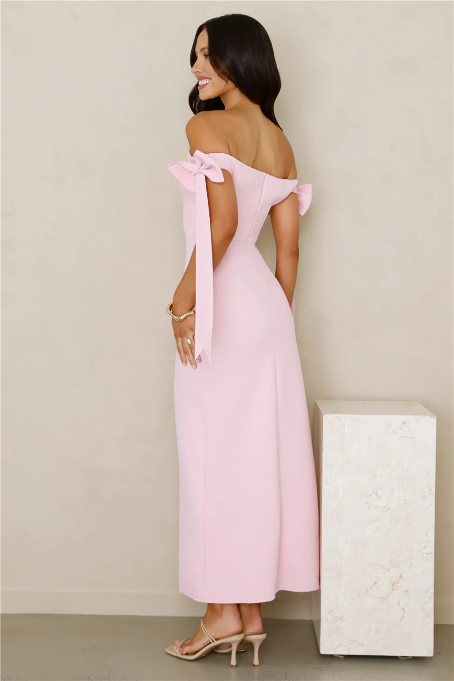 Fancy Days Off Shoulder Maxi Dress Pink