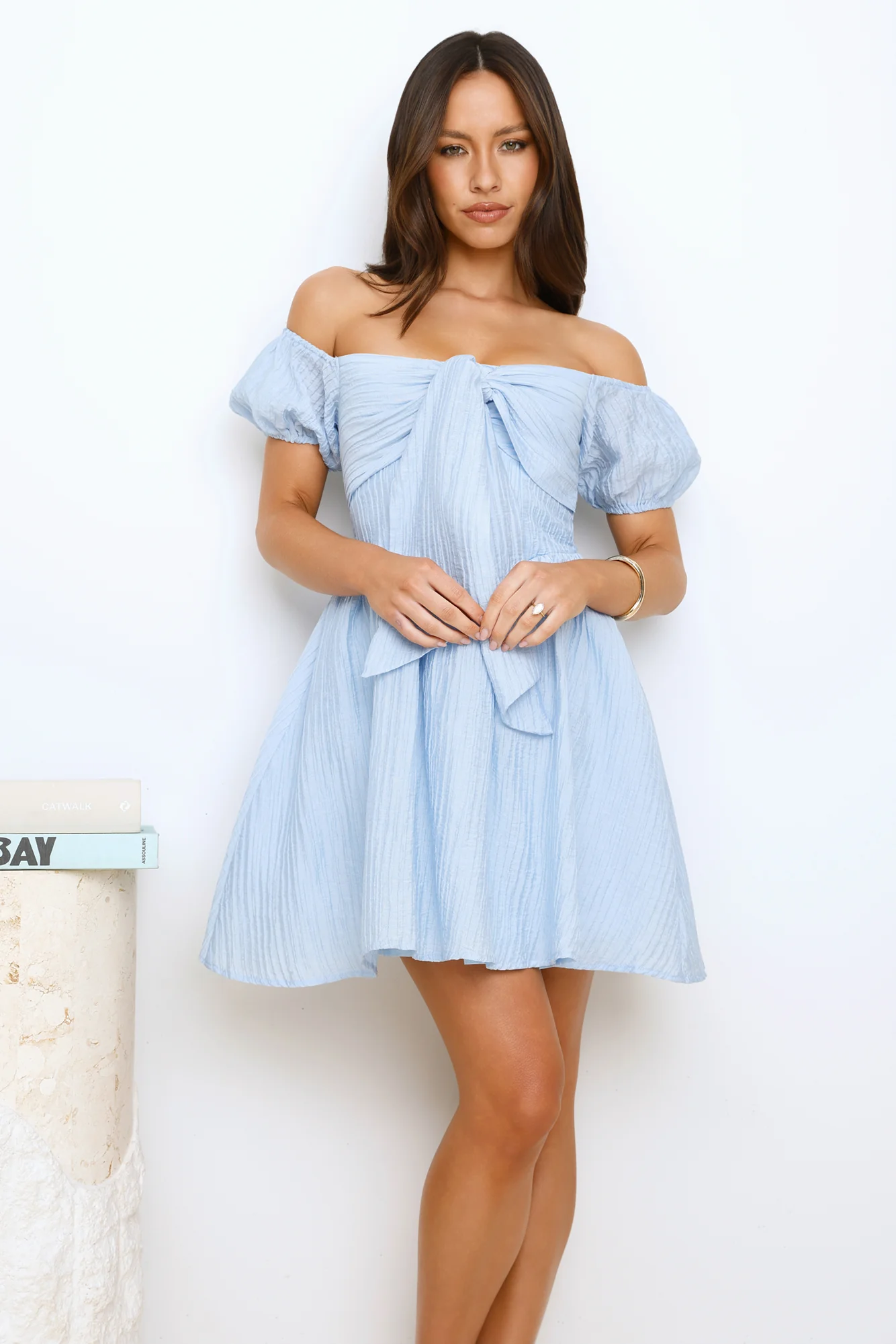 Rosebud Radiance Off Shoulder Mini Dress Ivory