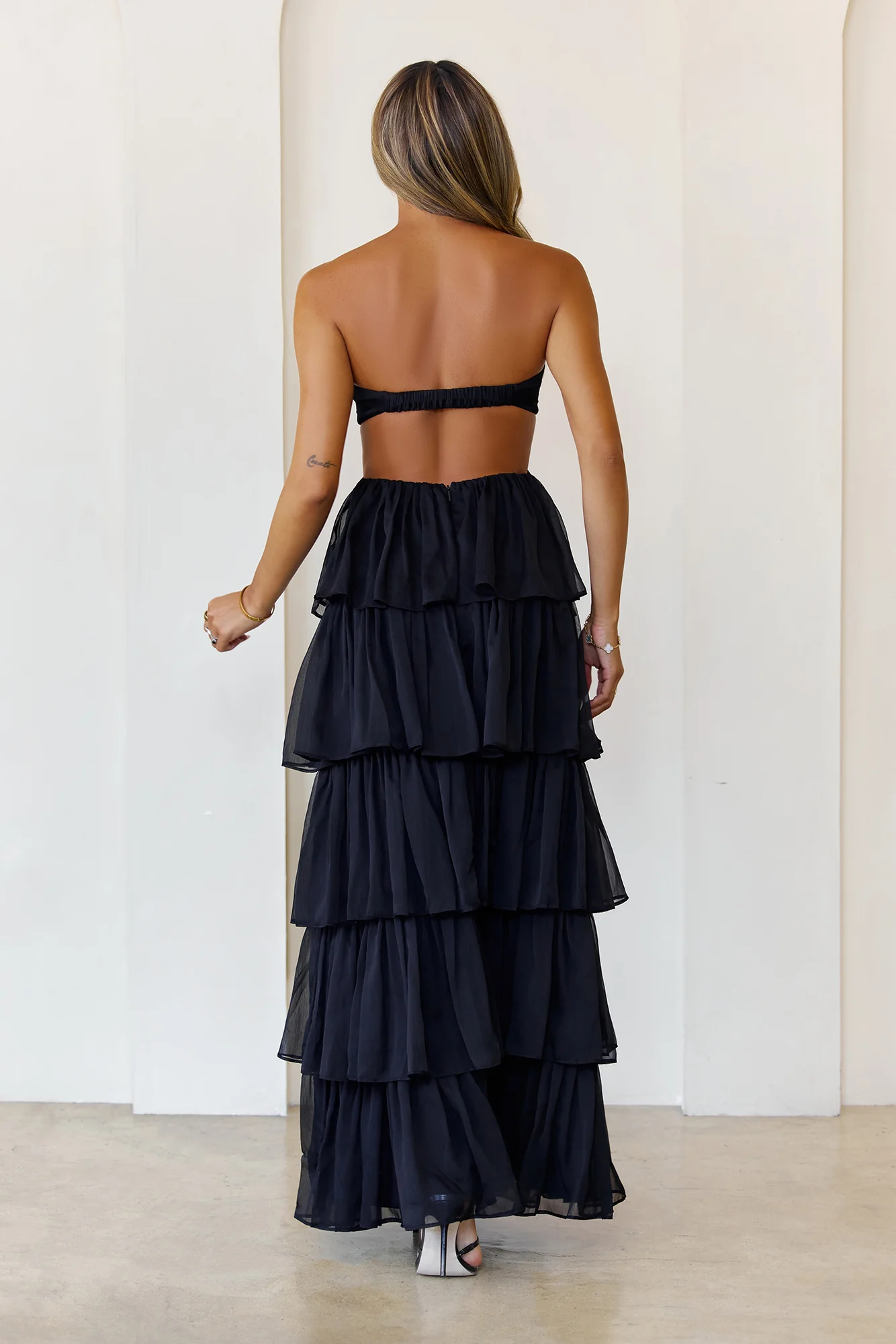 Luxe Mode Strapless Maxi Dress Black