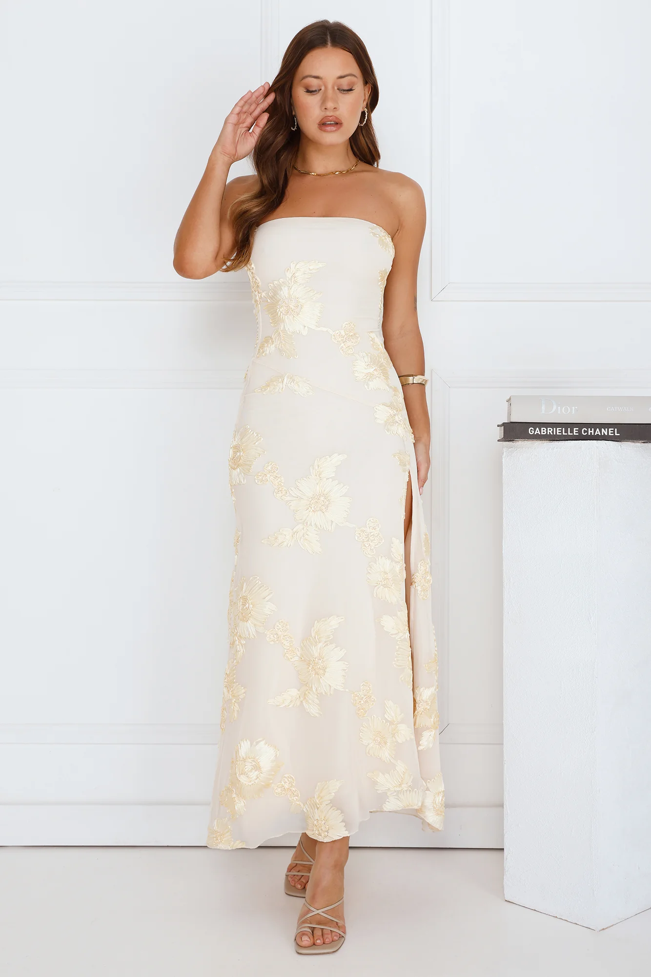 Iconic Influence Strapless Mesh Maxi Dress