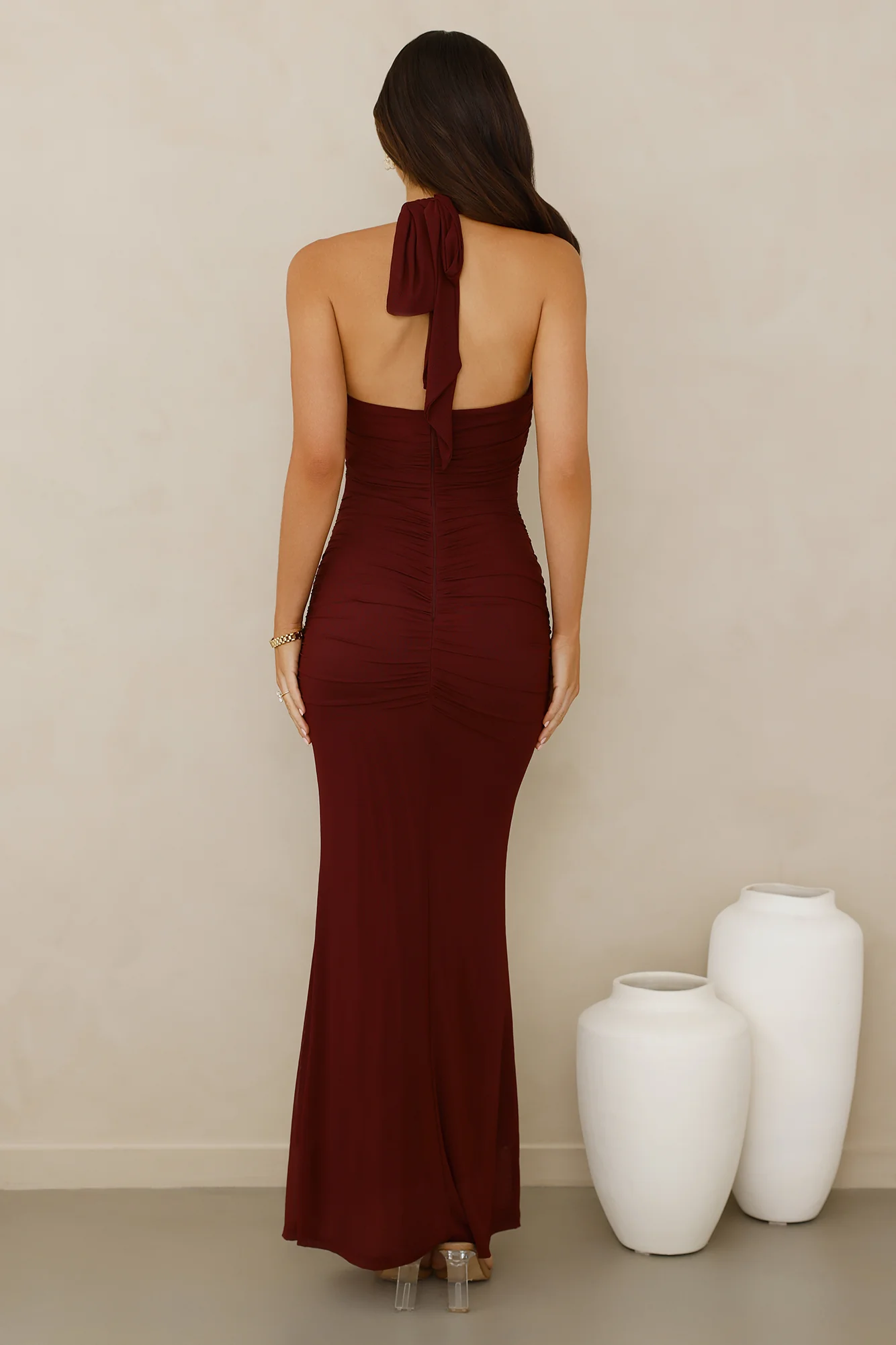 Irresistible Style Mesh Halter Maxi Dress