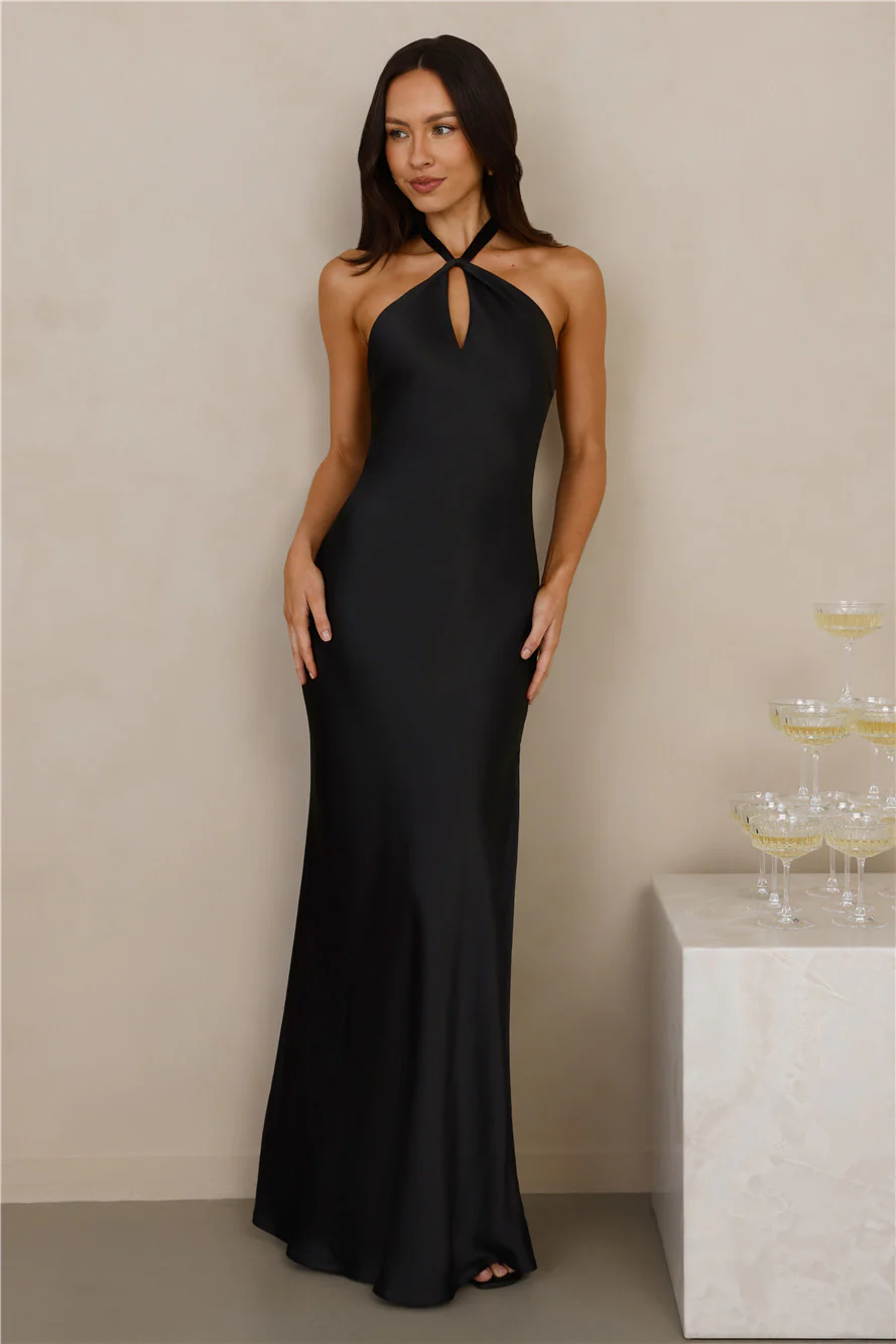 The Delilah Satin Halter Maxi Dress