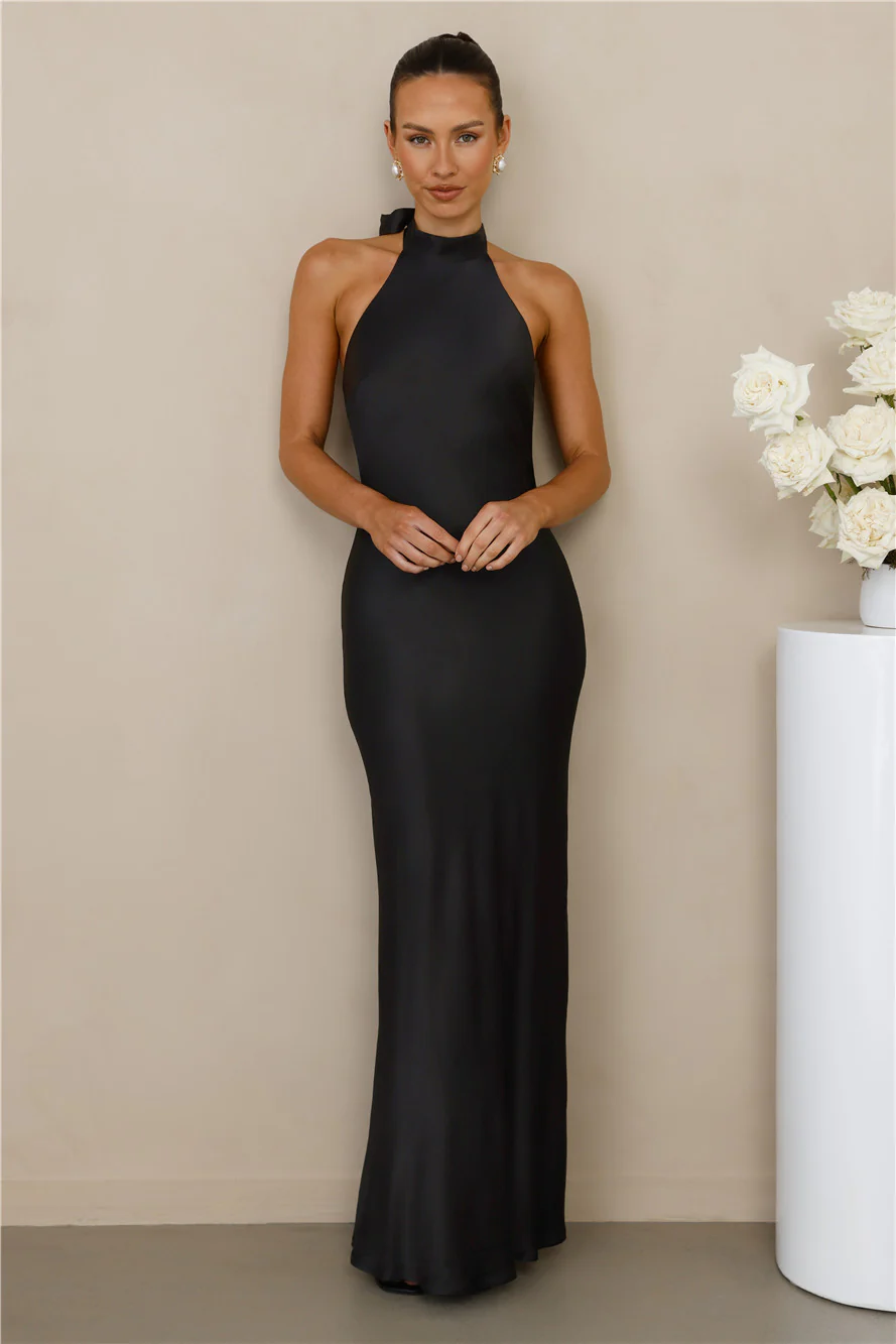 The Cleo Halter Satin Maxi Dress