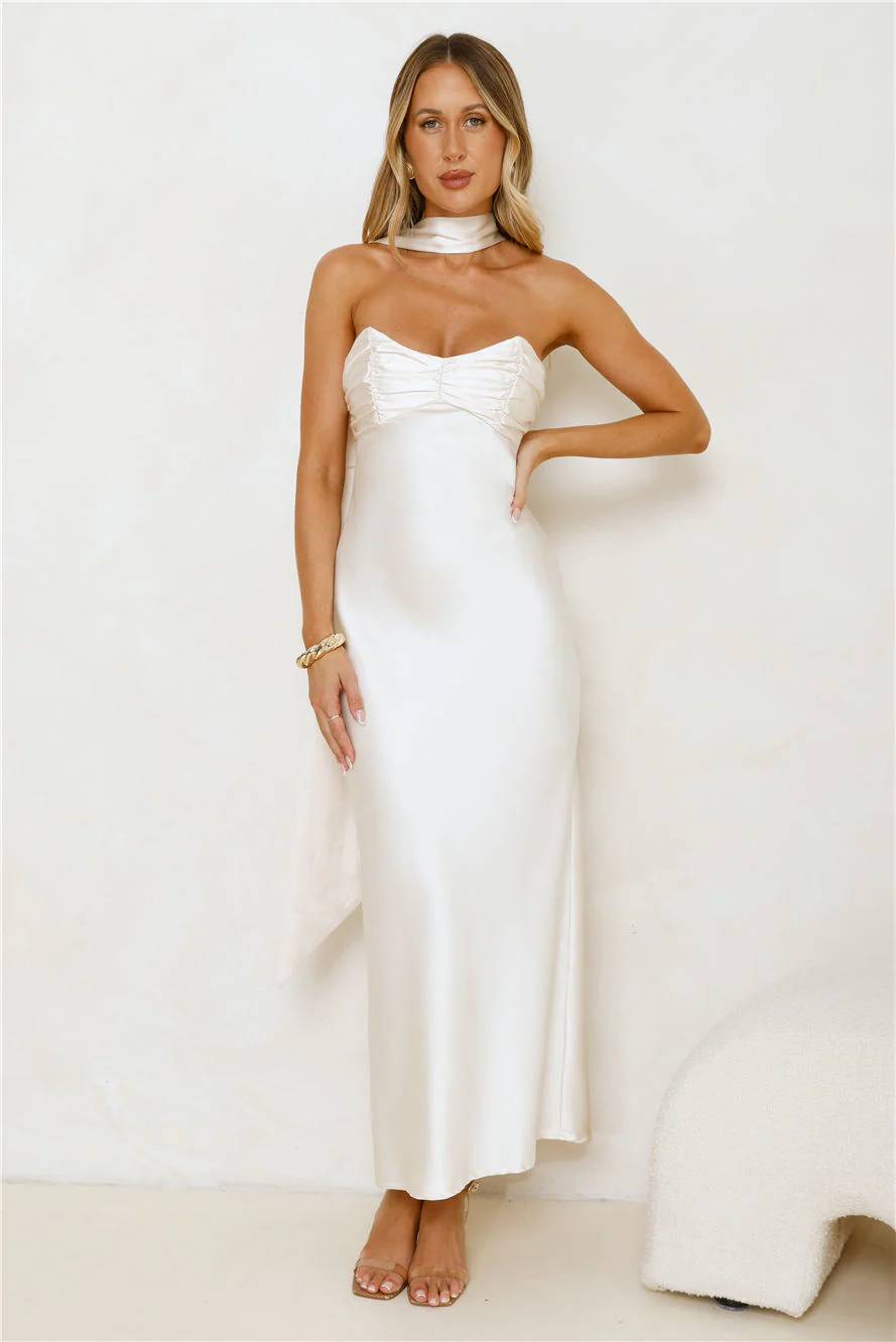 Be Noticed Strapless Satin Maxi Dress