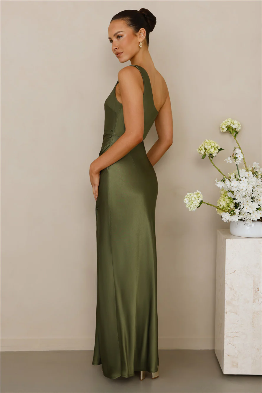 The Aurora One Shoulder Satin Maxi Dress