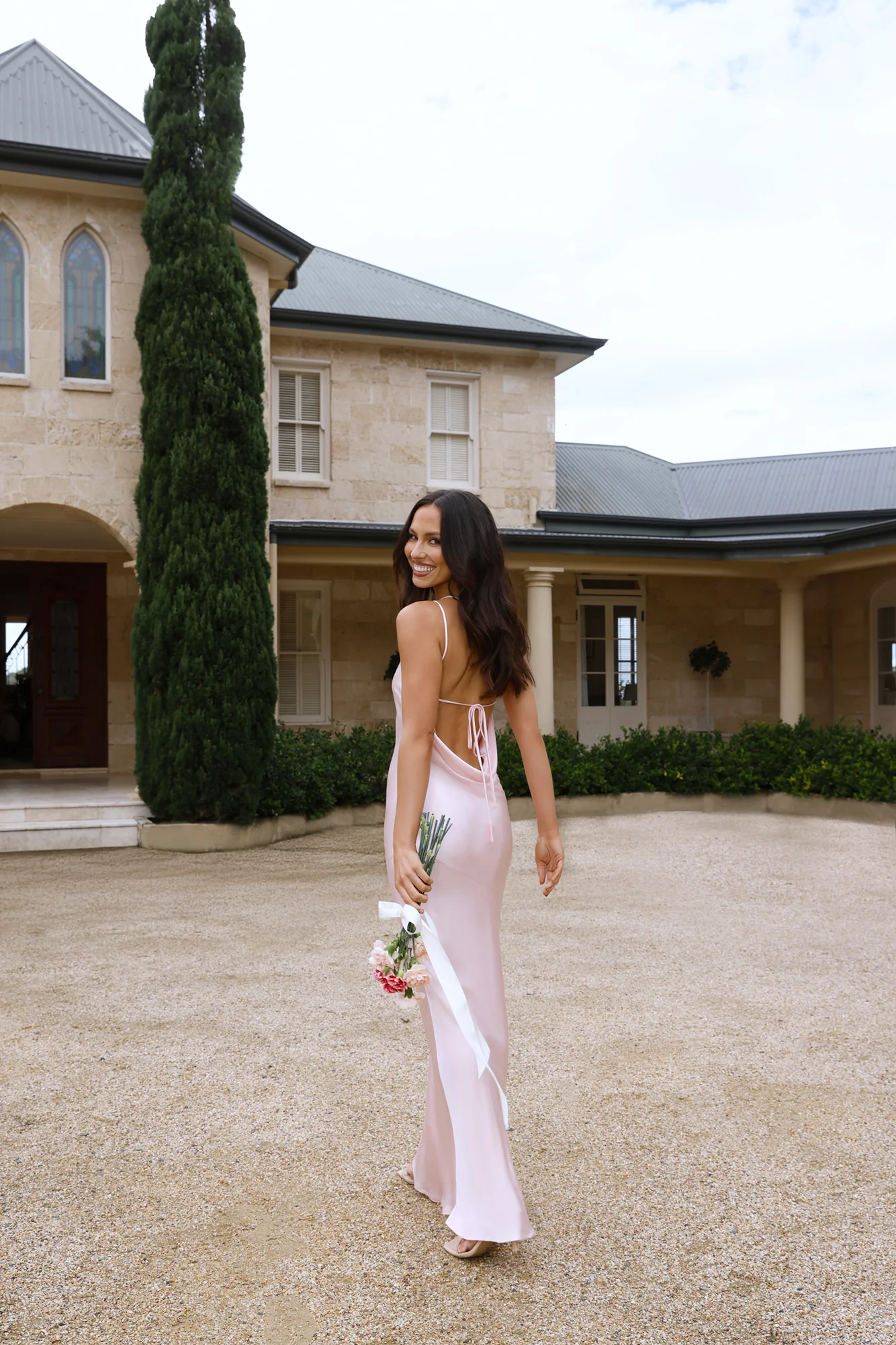 The Evangeline One Shoulder Satin Maxi Dress