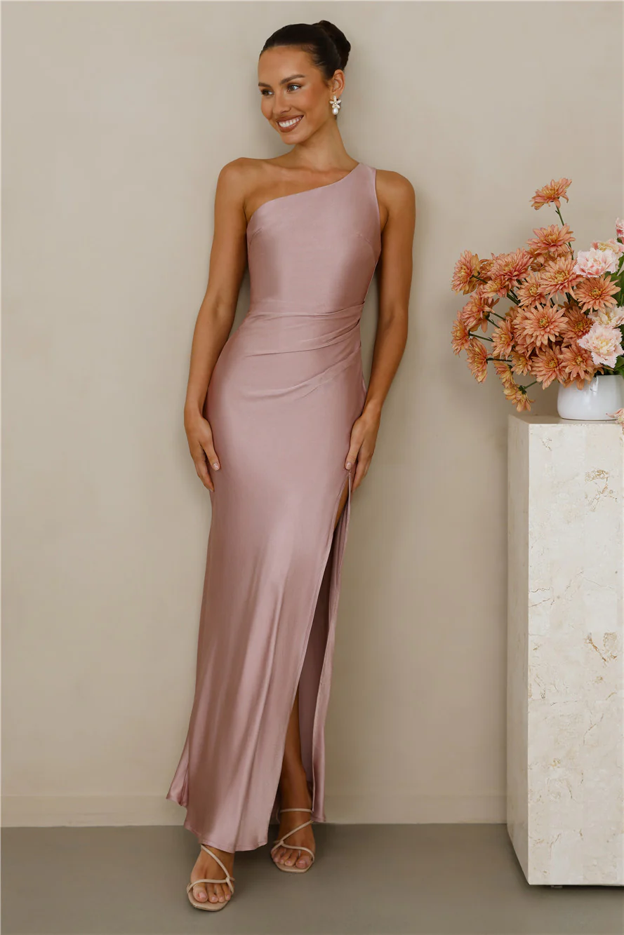 The Aurora One Shoulder Satin Maxi Dress