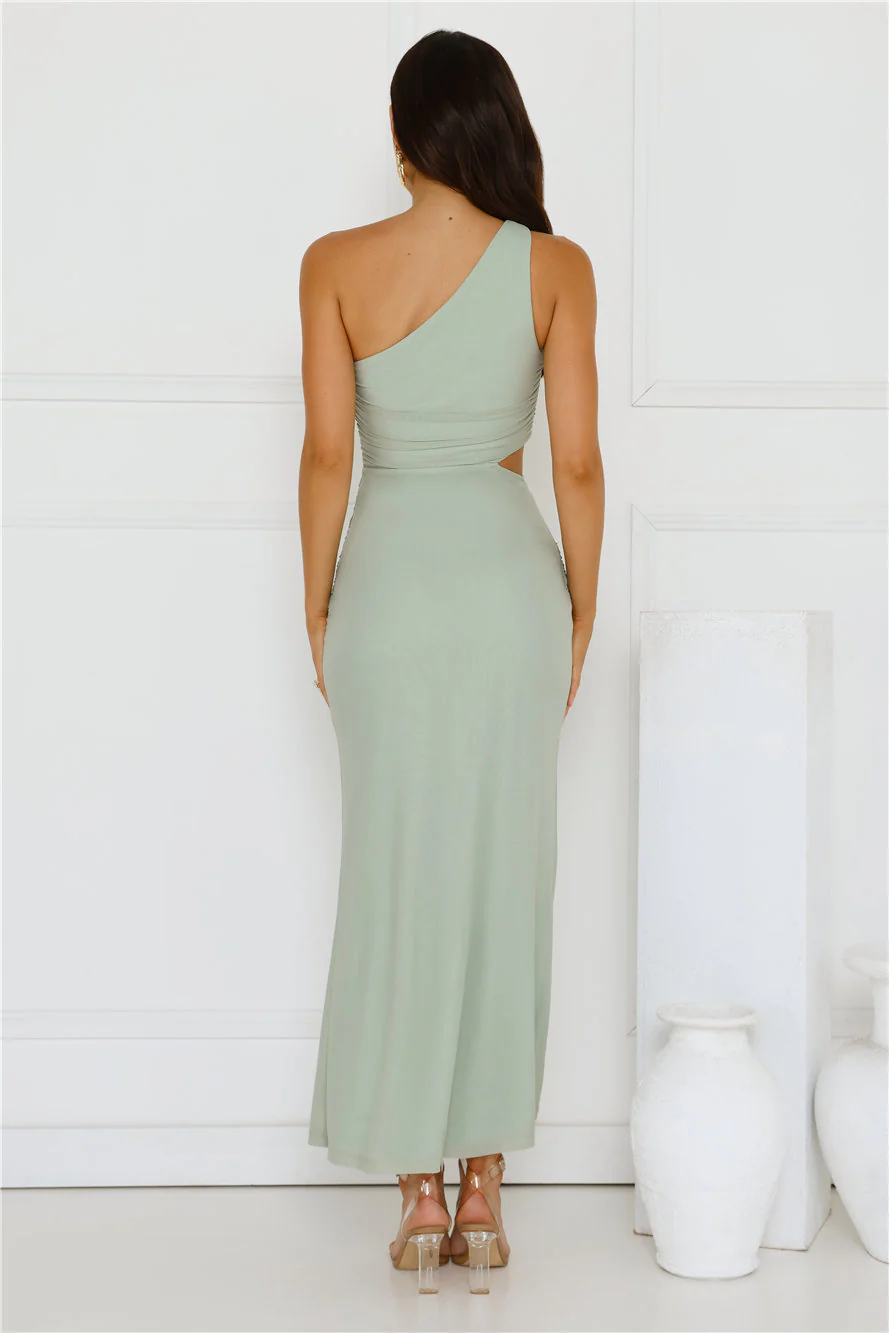 Style Capital One Shoulder Mesh Maxi Dress