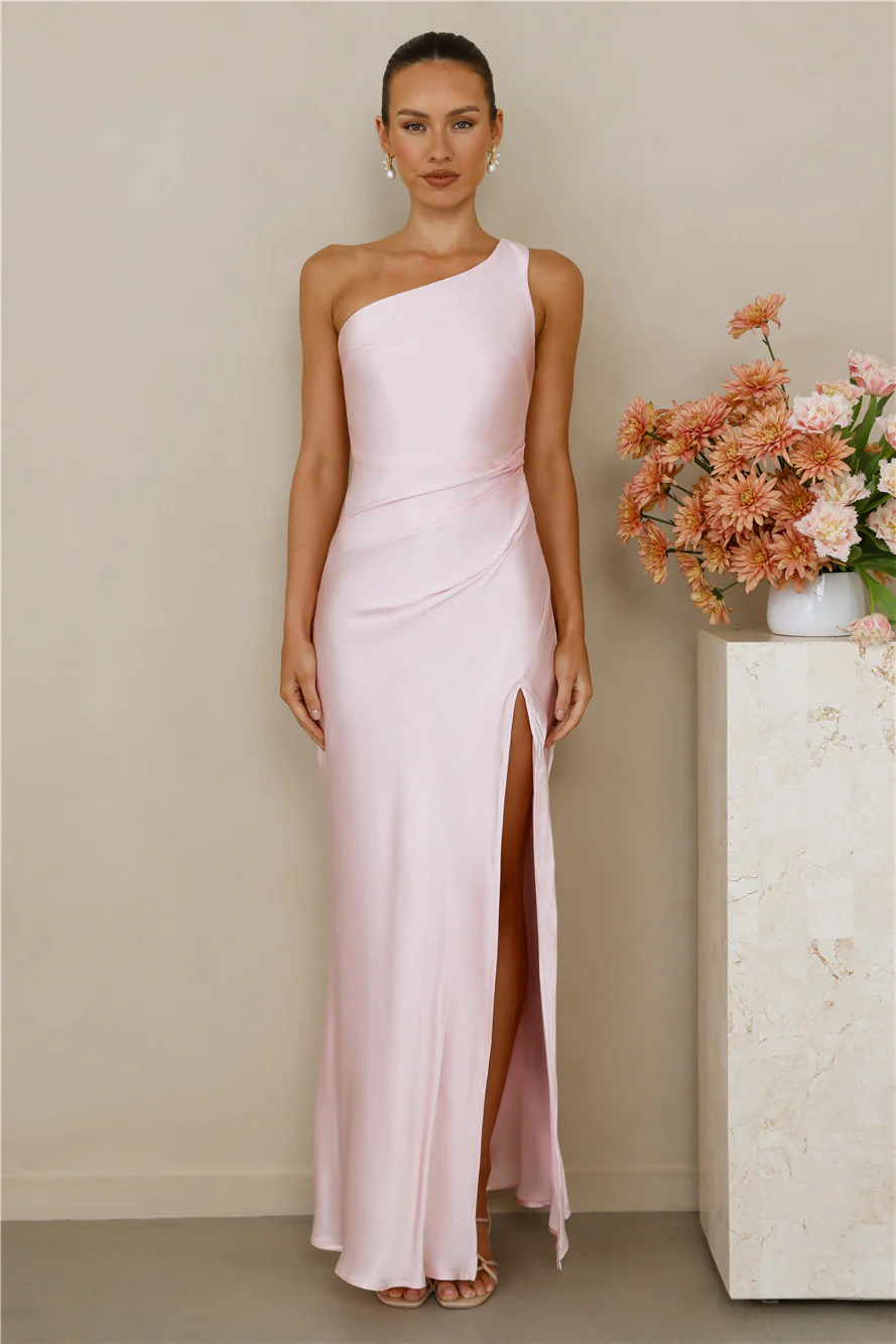 The Aurora One Shoulder Satin Maxi Dress
