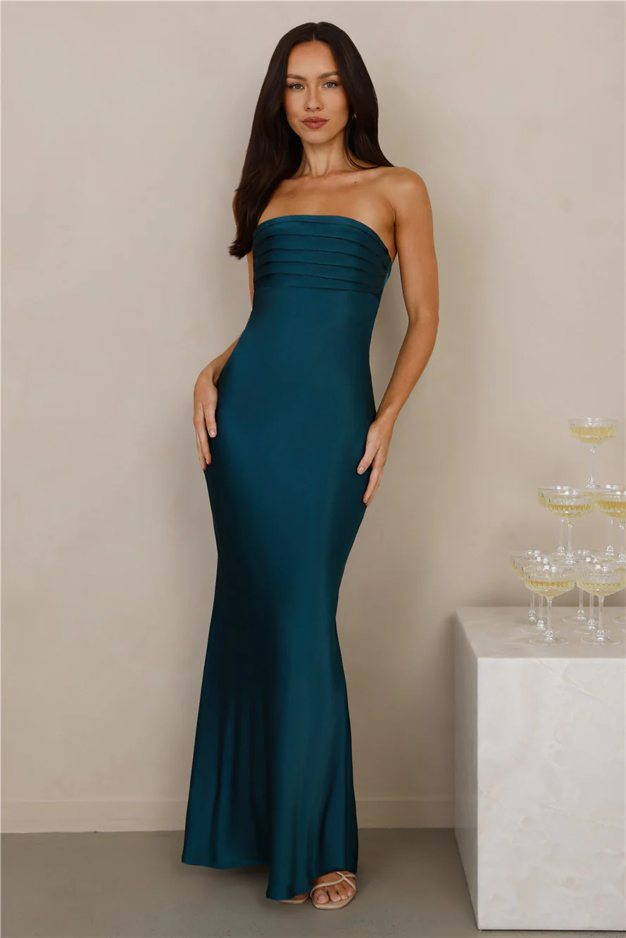 The Seraphina Strapless Satin Maxi Dress