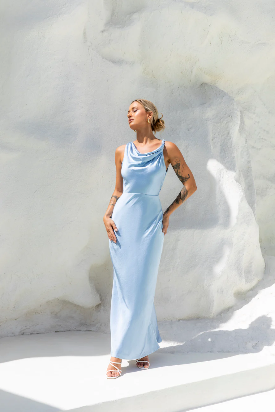 Moonlit Palms Satin Maxi Dress