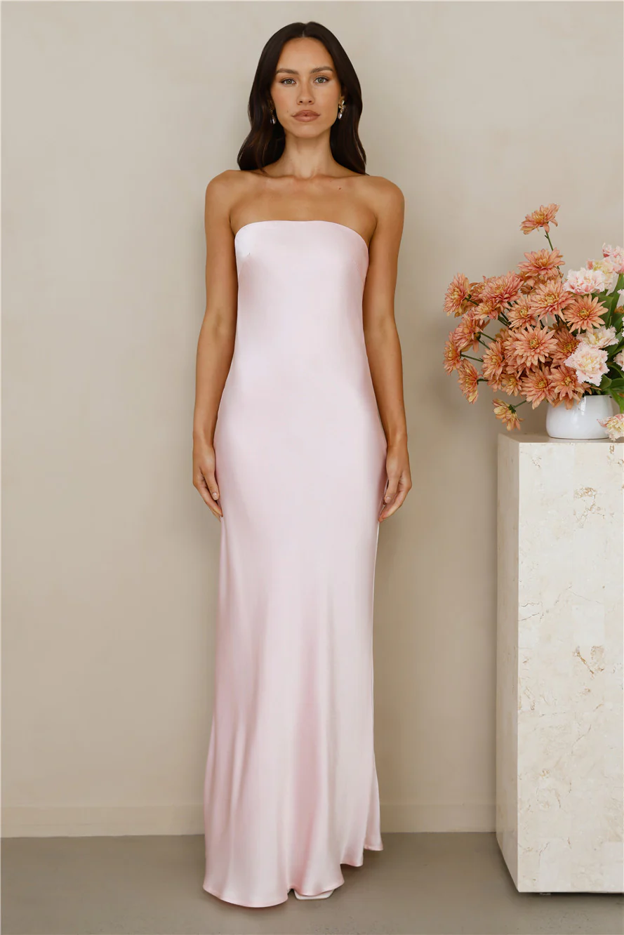 The Felicity Strapless Satin Maxi Dress