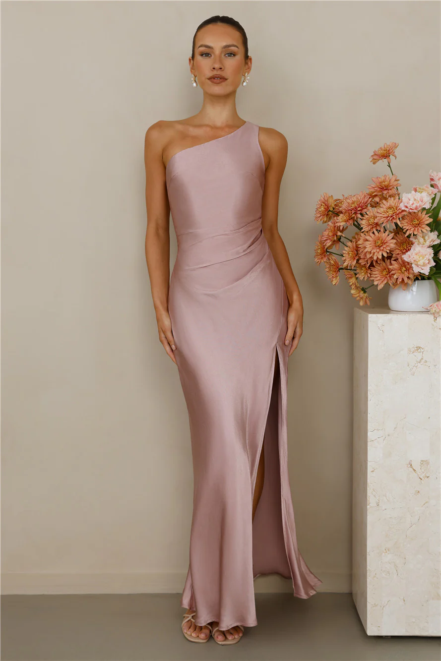 The Aurora One Shoulder Satin Maxi Dress