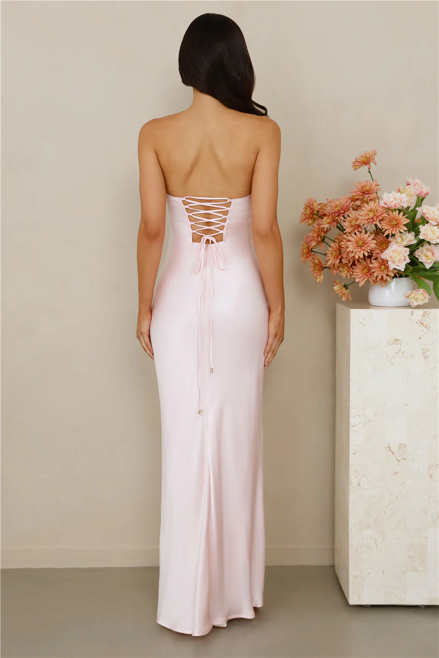 The Seraphina Strapless Satin Maxi Dress