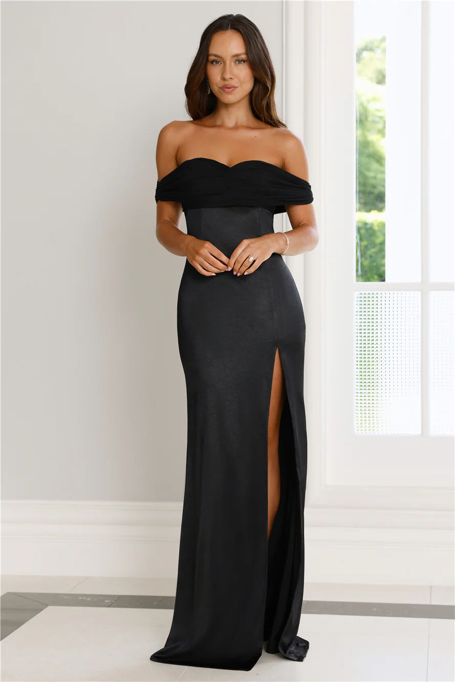 Couture Enchantment Off Shoulder Maxi Dress