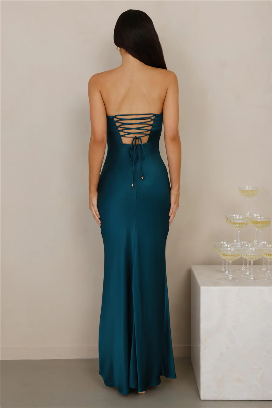 The Seraphina Strapless Satin Maxi Dress