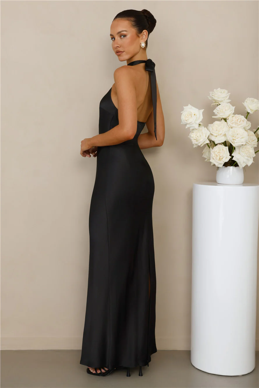 The Cleo Halter Satin Maxi Dress